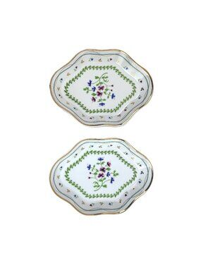 Two Vintage "Petite Fleur" Pattern Porcelain Octagonal Trays by I. Godinger & Co